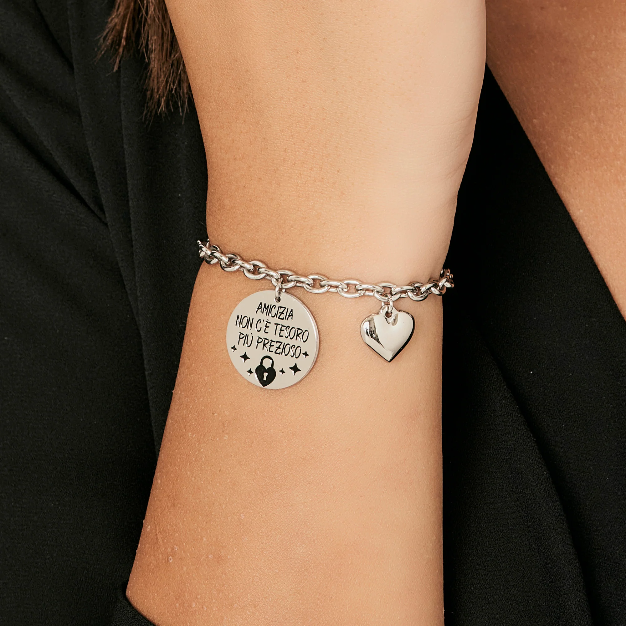 BRACCIALE DONNA IN ACCIAIO AMICIZIA NON C'E' TESORO PIù PREZIOSO - Image 2