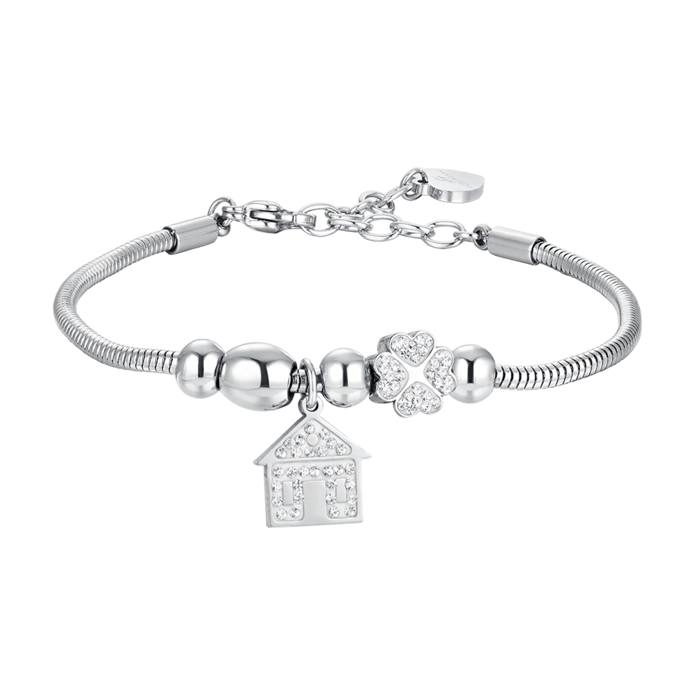 BRACCIALE DONNA IN ACCIAIO CASA E CRISTALLI