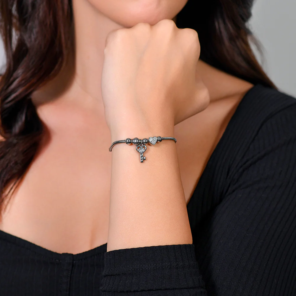 BRACCIALE DONNA IN ACCIAIO CHIAVE E CRISTALLI - Image 2