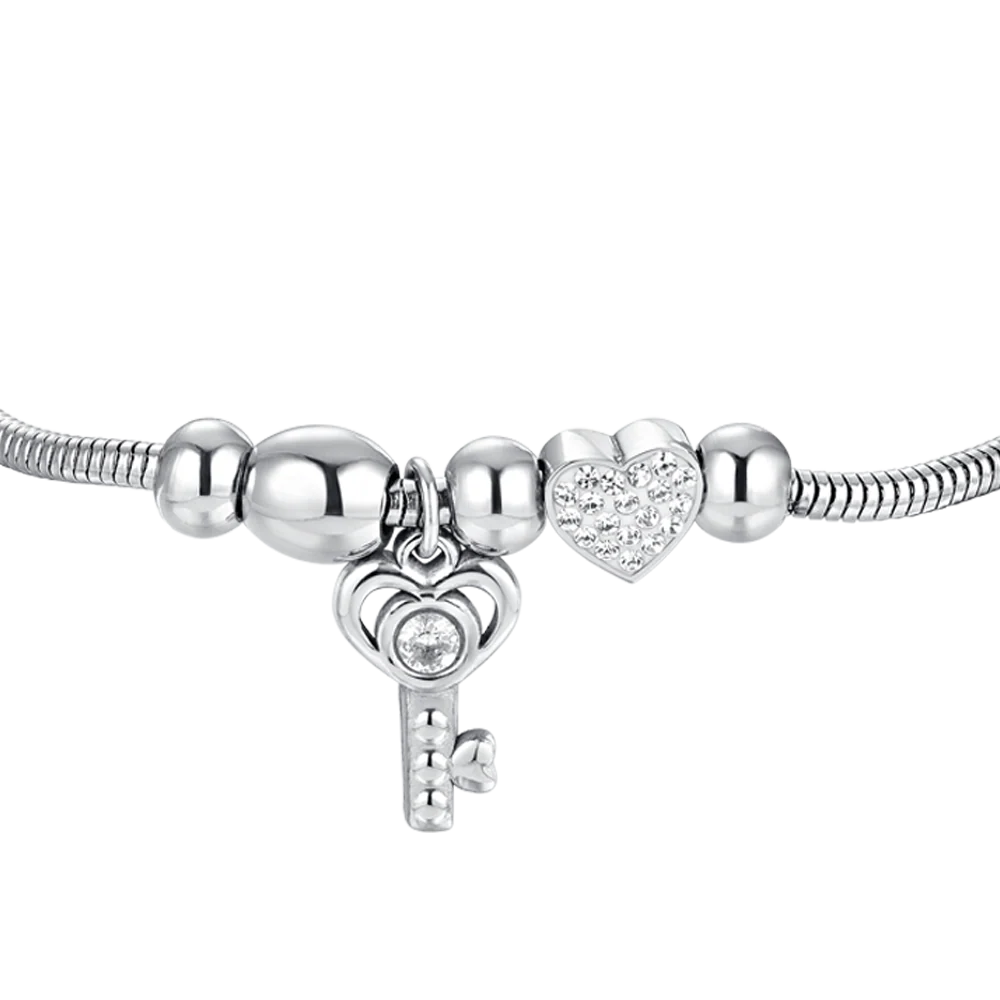 BRACCIALE DONNA IN ACCIAIO CHIAVE E CRISTALLI - Image 4