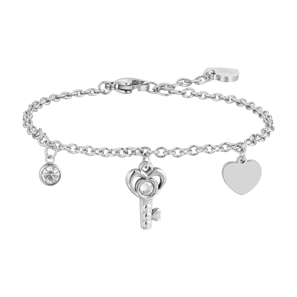 BRACCIALE DONNA IN ACCIAIO CHIAVE E CUORE