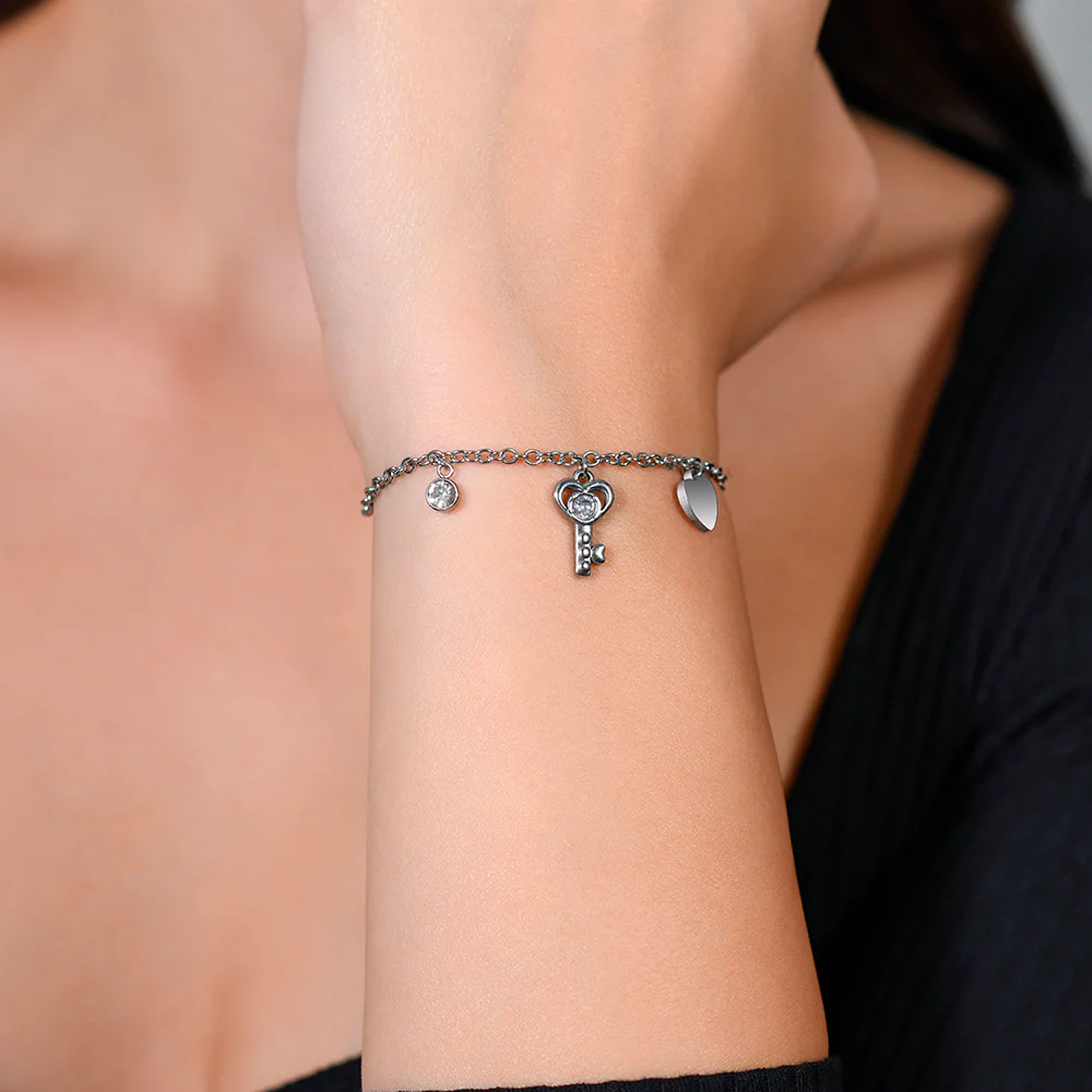 BRACCIALE DONNA IN ACCIAIO CHIAVE E CUORE - Image 2