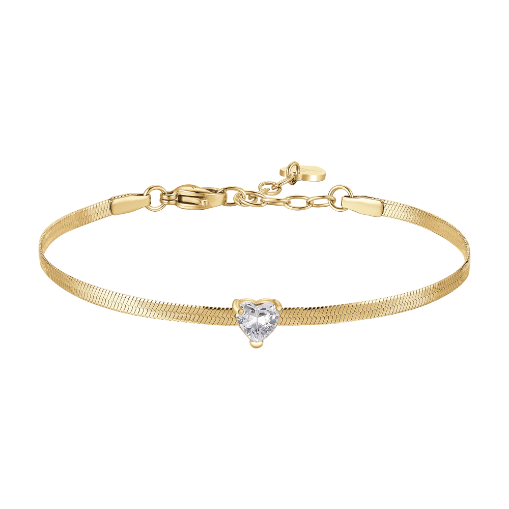 BRACCIALE DONNA IN ACCIAIO COLORE ORO CON ZIRCONE BIANCO