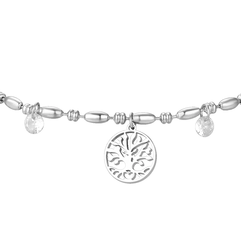 BRACCIALE DONNA IN ACCIAIO CON ALBERO DELLA VITA E ZIRCONI BIANCHI - Image 4