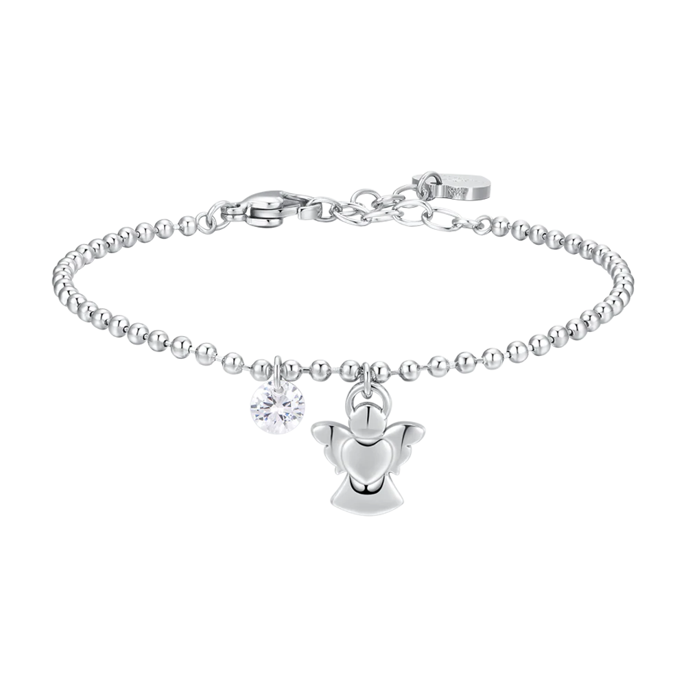 BRACCIALE DONNA IN ACCIAIO CON ANGELO E ZIRCONE BIANCO