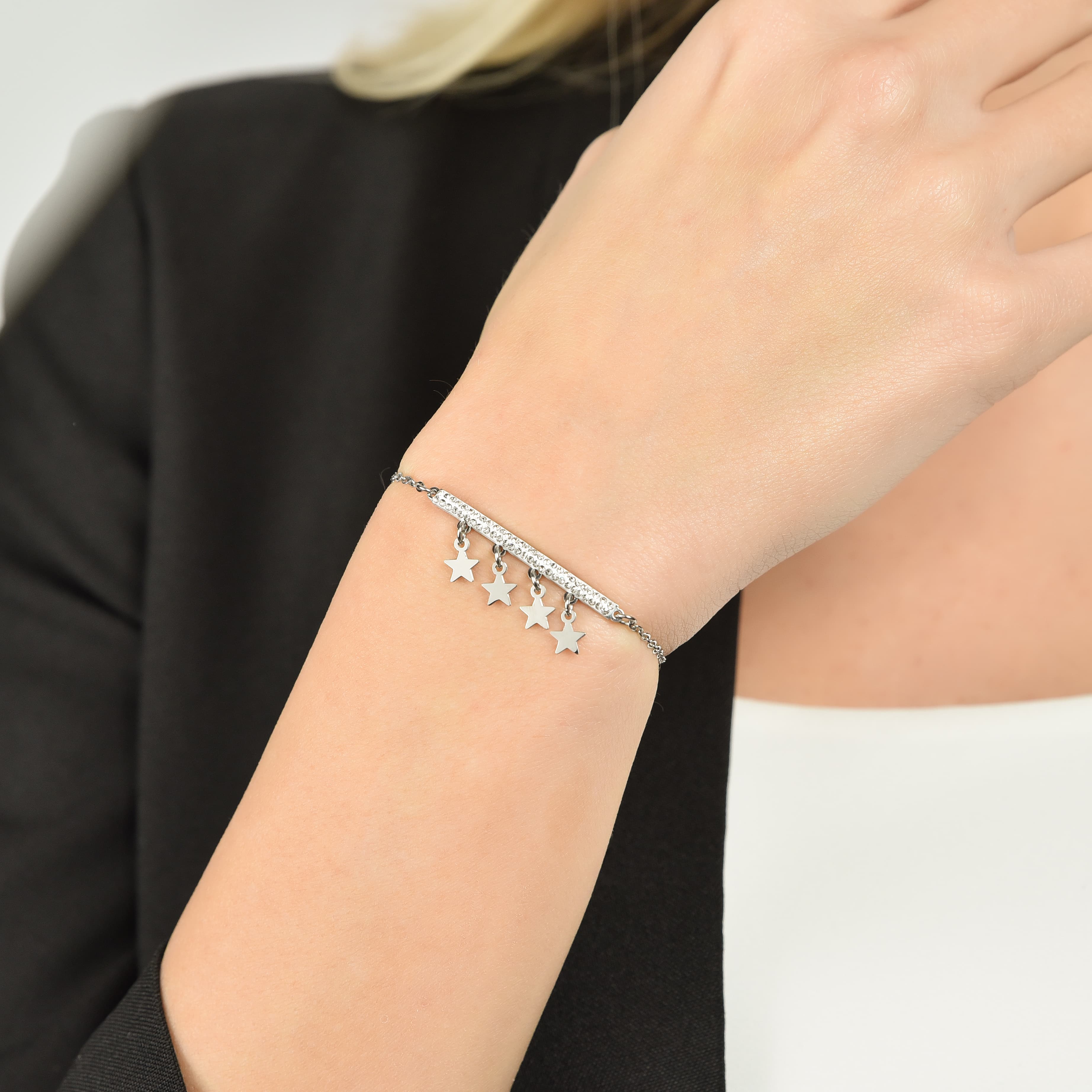BRACCIALE DONNA IN ACCIAIO CON CIONDOLI STELLE - Image 2
