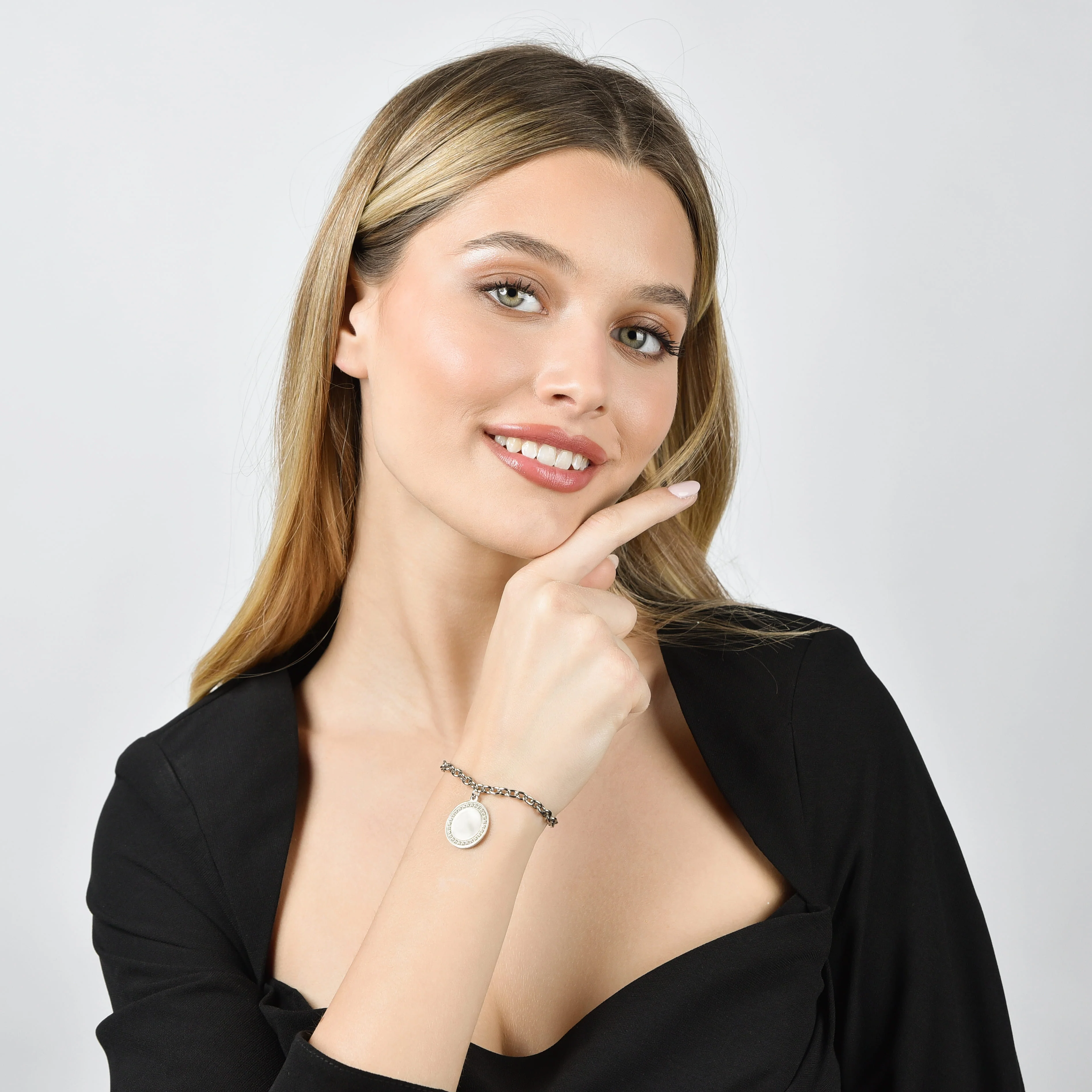 BRACCIALE DONNA IN ACCIAIO CON CRISTALLI BIANCHI - Image 3