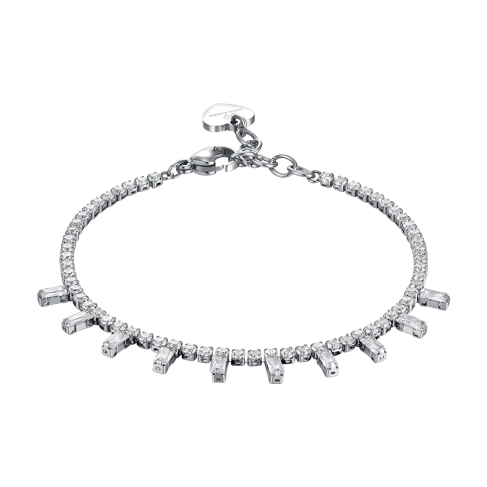 BRACCIALE DONNA IN ACCIAIO CON CRISTALLI BIANCHI