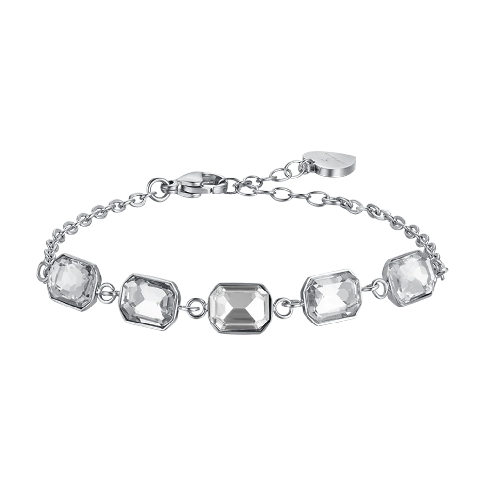 BRACCIALE DONNA IN ACCIAIO CON CRISTALLI BIANCHI