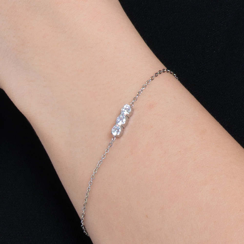 BRACCIALE DONNA IN ACCIAIO CON CRISTALLI BIANCHI - Image 2