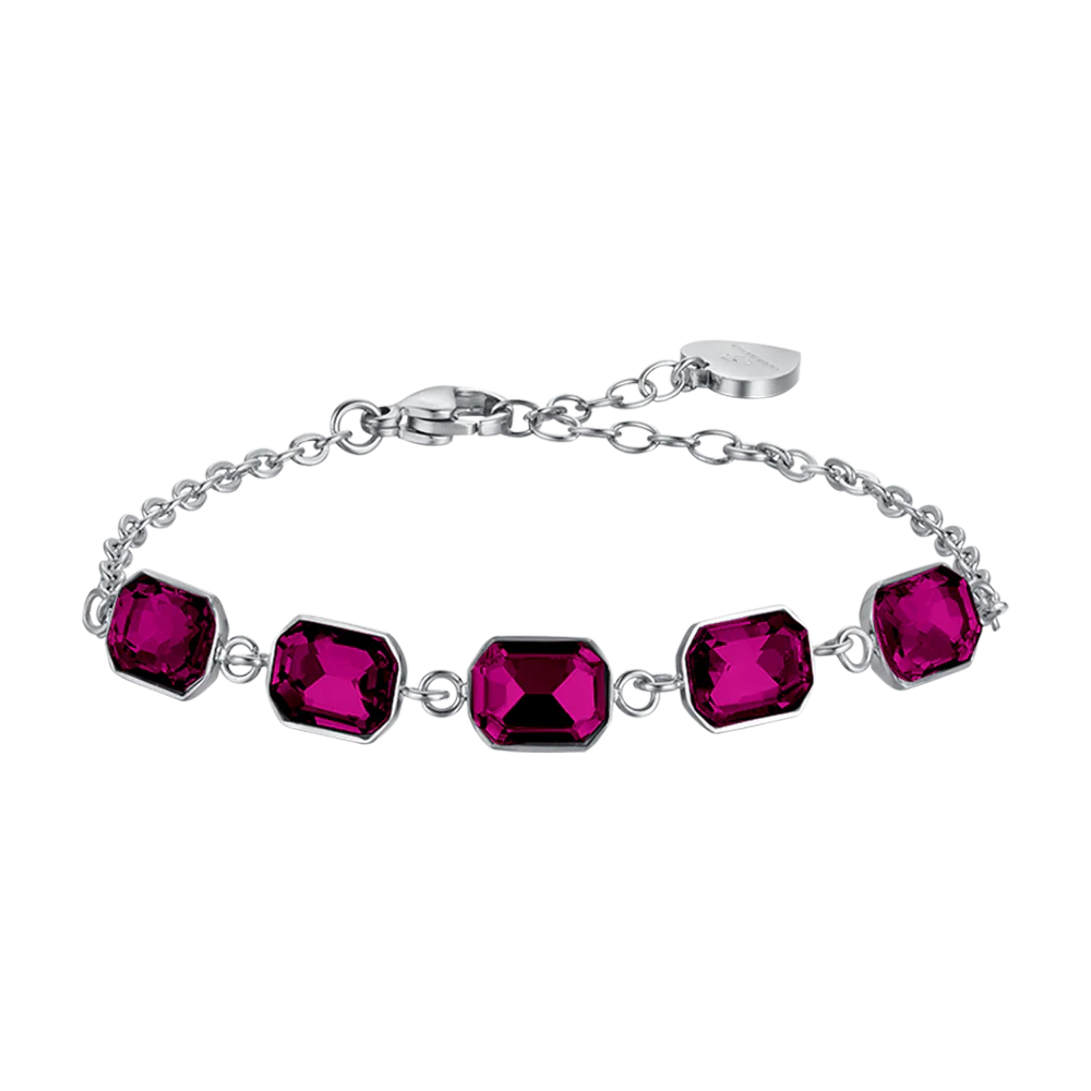 BRACCIALE DONNA IN ACCIAIO CON CRISTALLI FUCSIA