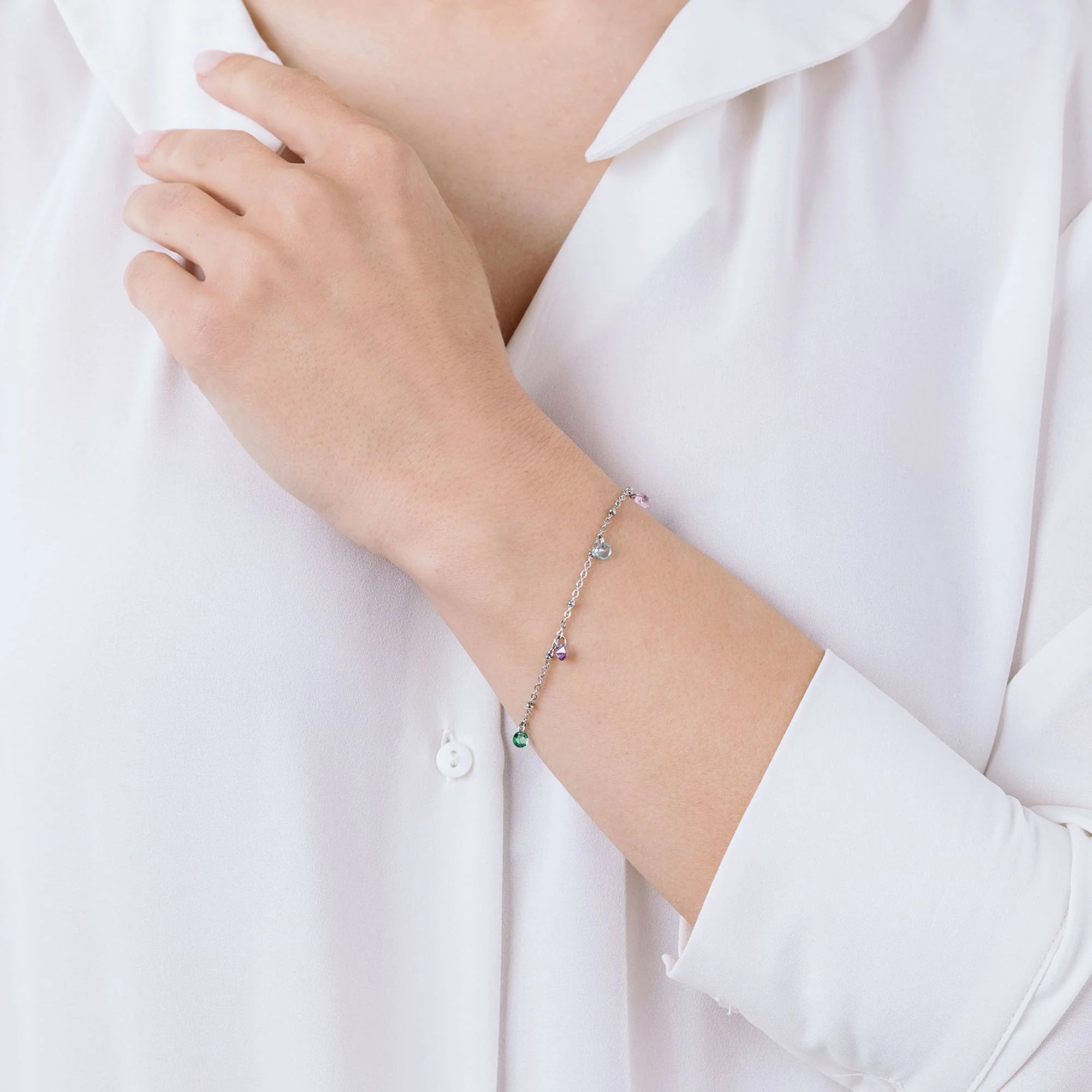 BRACCIALE DONNA IN ACCIAIO CON CRISTALLI MULTICOLOR - Image 2