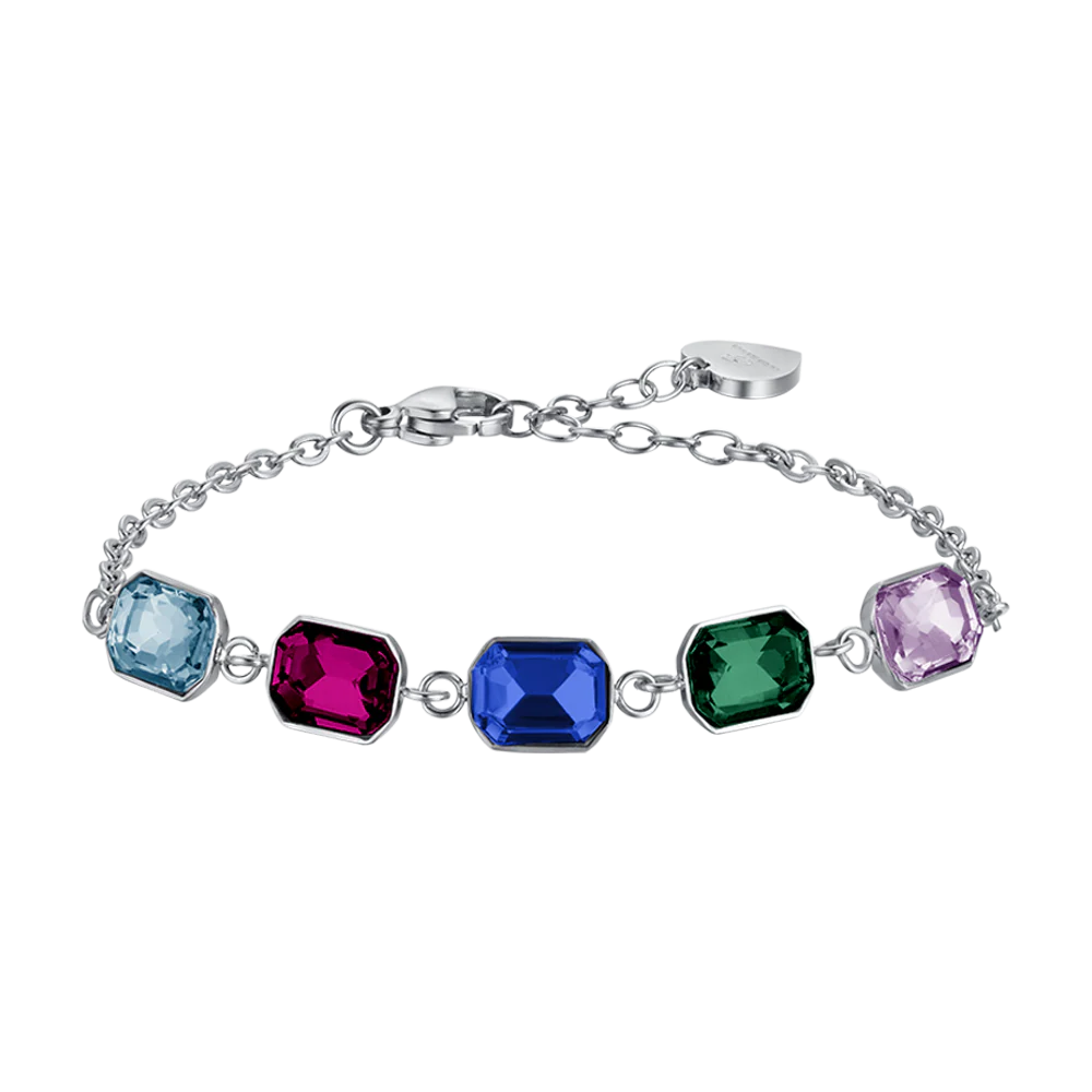 BRACCIALE DONNA IN ACCIAIO CON CRISTALLI MULTICOLOR