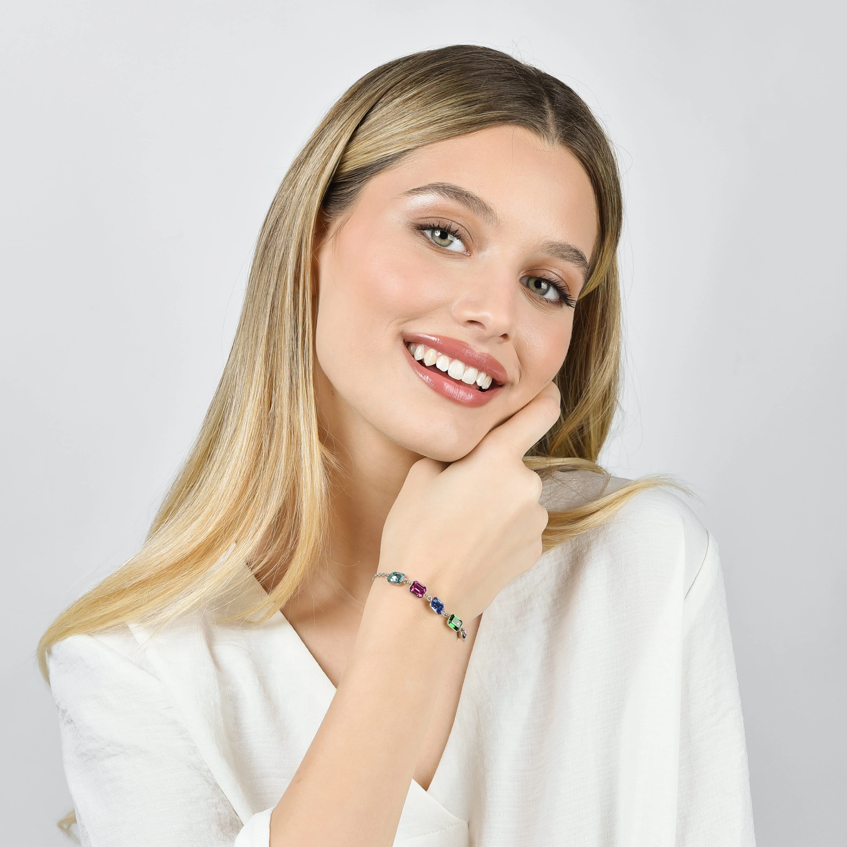 BRACCIALE DONNA IN ACCIAIO CON CRISTALLI MULTICOLOR - Image 2