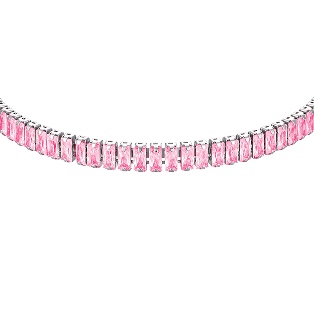 BRACCIALE DONNA IN ACCIAIO CON CRISTALLI ROSA - Image 4