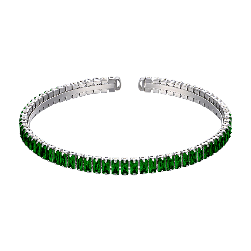 BRACCIALE DONNA IN ACCIAIO CON CRISTALLI VERDI