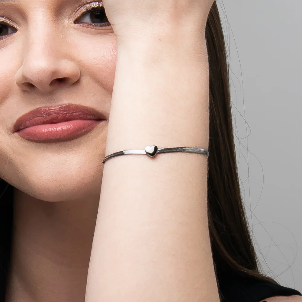 BRACCIALE DONNA IN ACCIAIO CON CUORE - Image 2