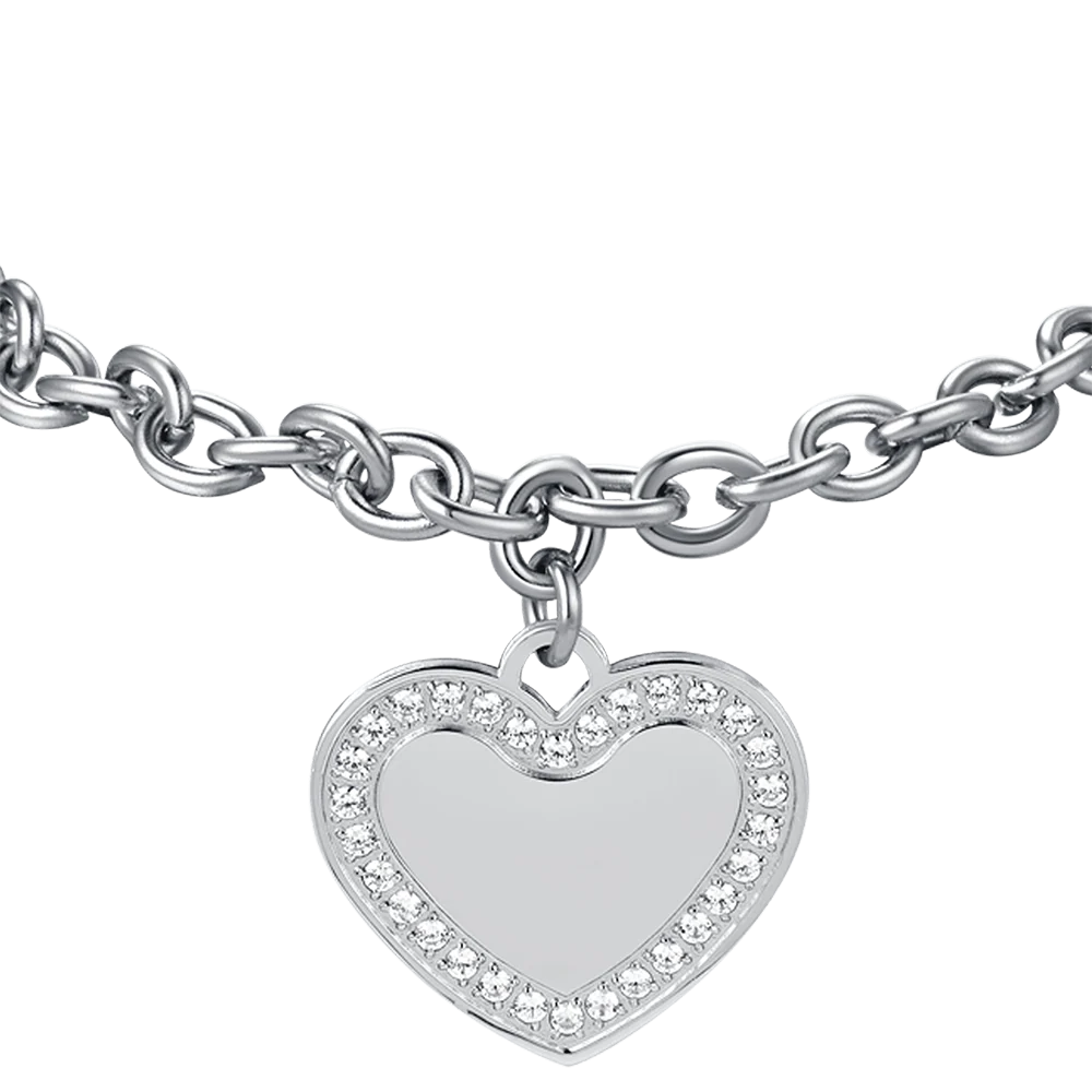 BRACCIALE DONNA IN ACCIAIO CON CUORE CON CRISTALLI BIANCHI - Image 4