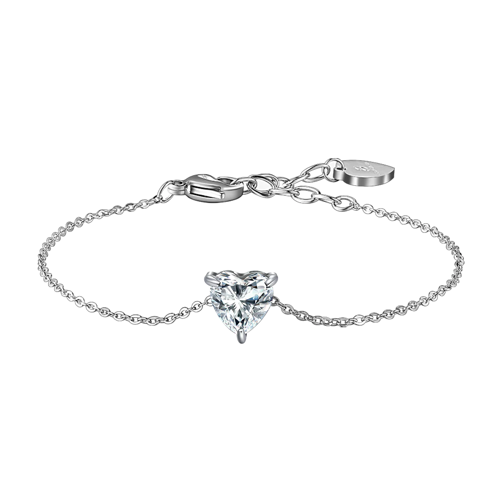 BRACCIALE DONNA IN ACCIAIO CON CUORE CRISTALLO BIANCO