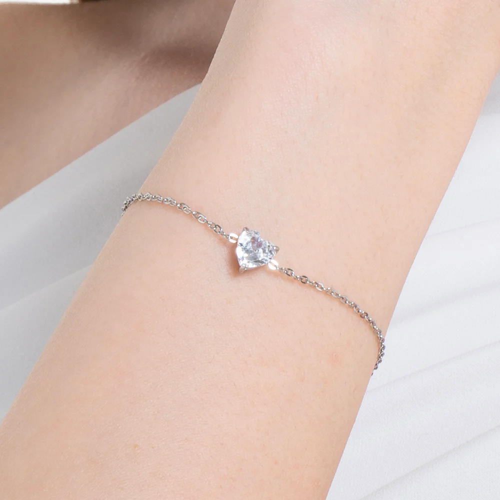 BRACCIALE DONNA IN ACCIAIO CON CUORE CRISTALLO BIANCO - Image 2