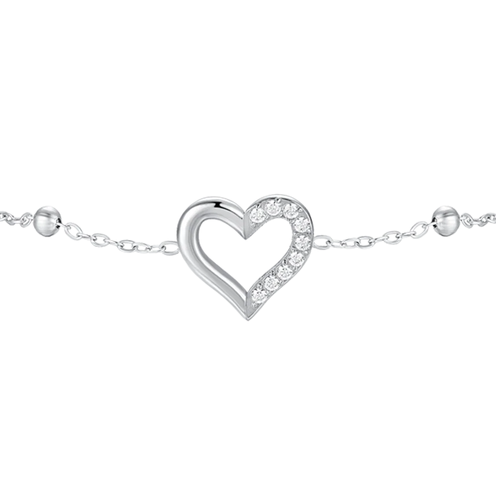 BRACCIALE DONNA IN ACCIAIO CON CUORE E PUNTI LUCE DI ZIRCONE BIANCO - Image 4