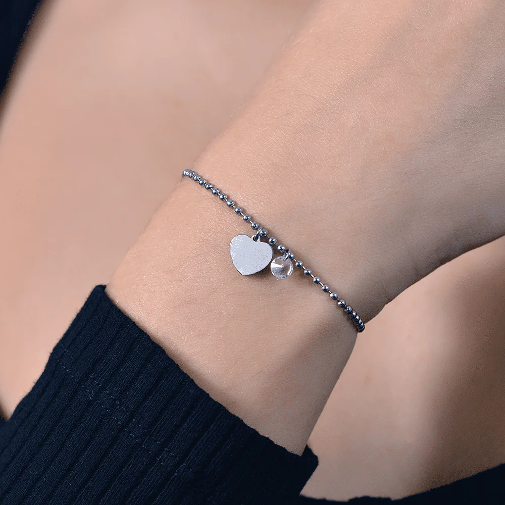 BRACCIALE DONNA IN ACCIAIO CON CUORE E ZIRCONE BIANCO - Image 2