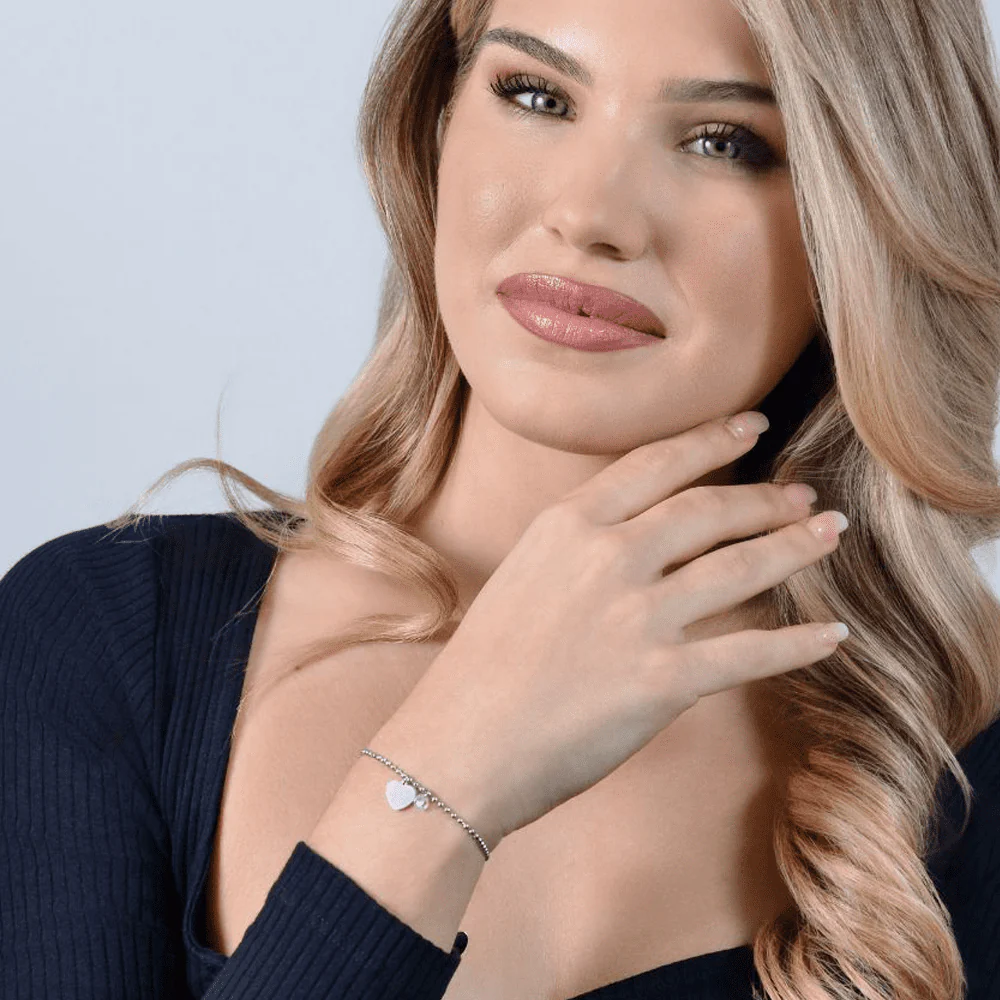 BRACCIALE DONNA IN ACCIAIO CON CUORE E ZIRCONE BIANCO - Image 3