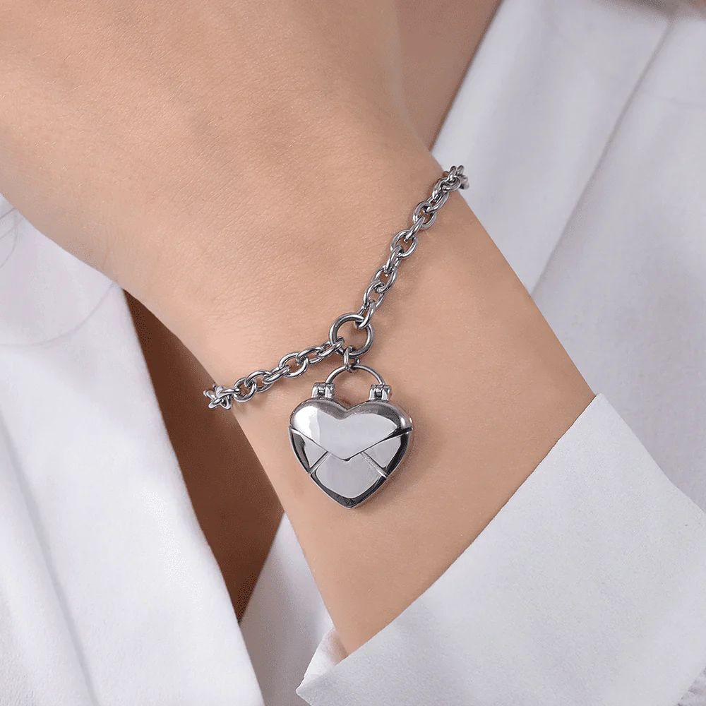 BRACCIALE DONNA IN ACCIAIO CON CUORE LETTERA - Image 2