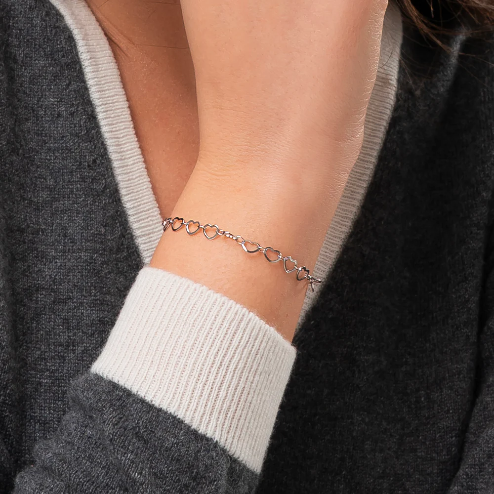 BRACCIALE DONNA IN ACCIAIO CON CUORI - Image 2