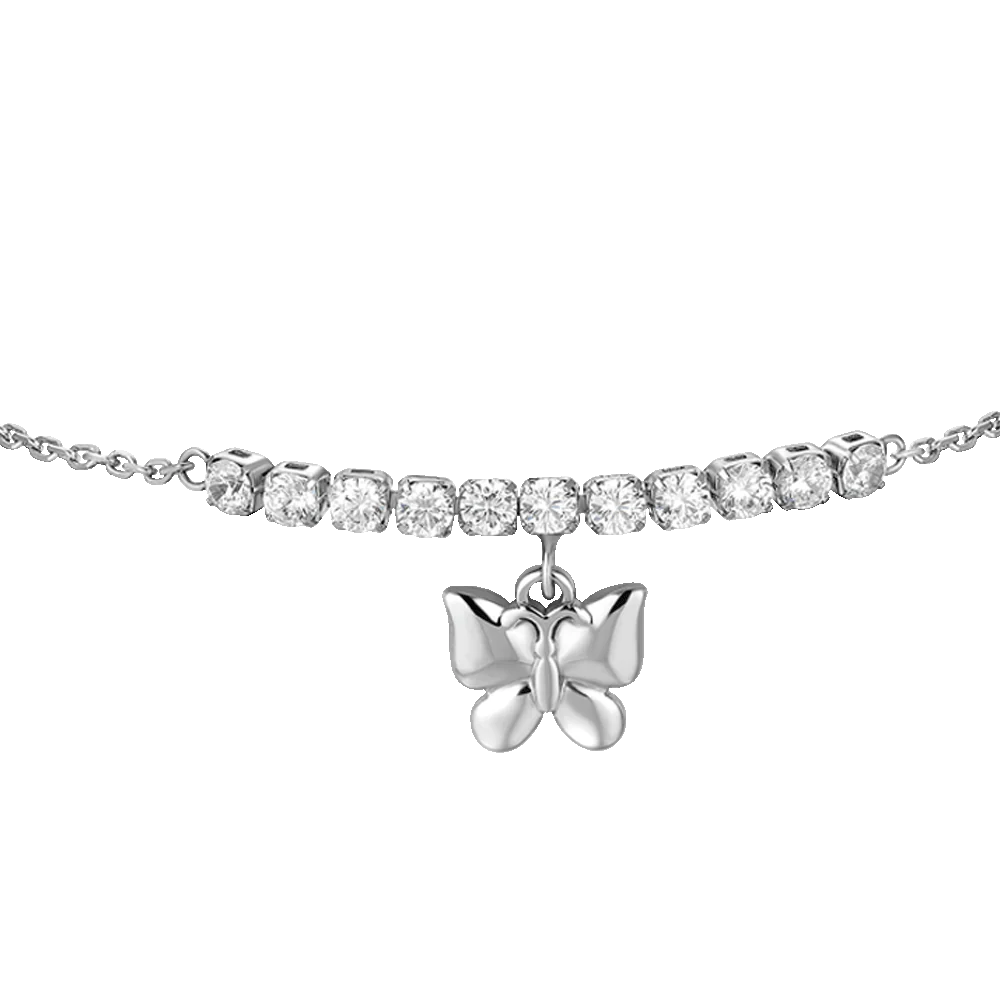 BRACCIALE DONNA IN ACCIAIO CON FARFALLA E ZIRCONI BIANCHI - Image 4
