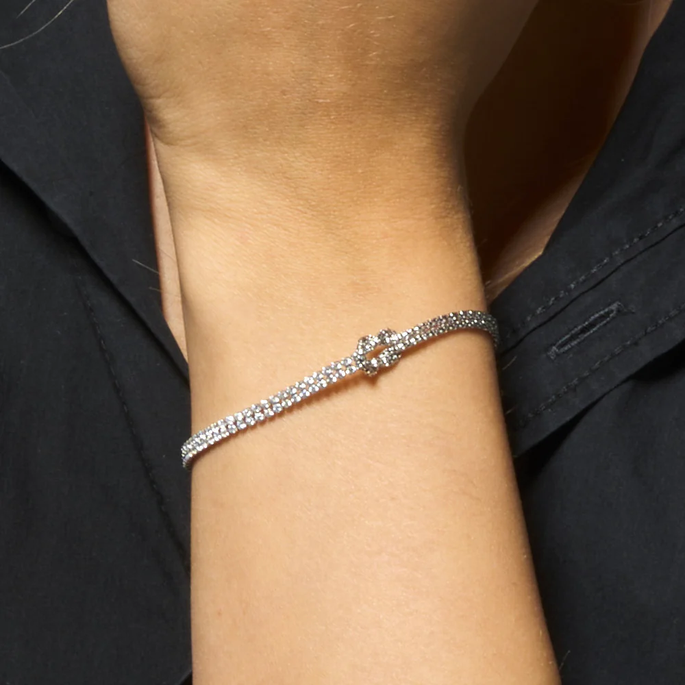 BRACCIALE DONNA IN ACCIAIO CON NODO E ZIRCONI BIANCHI - Image 2