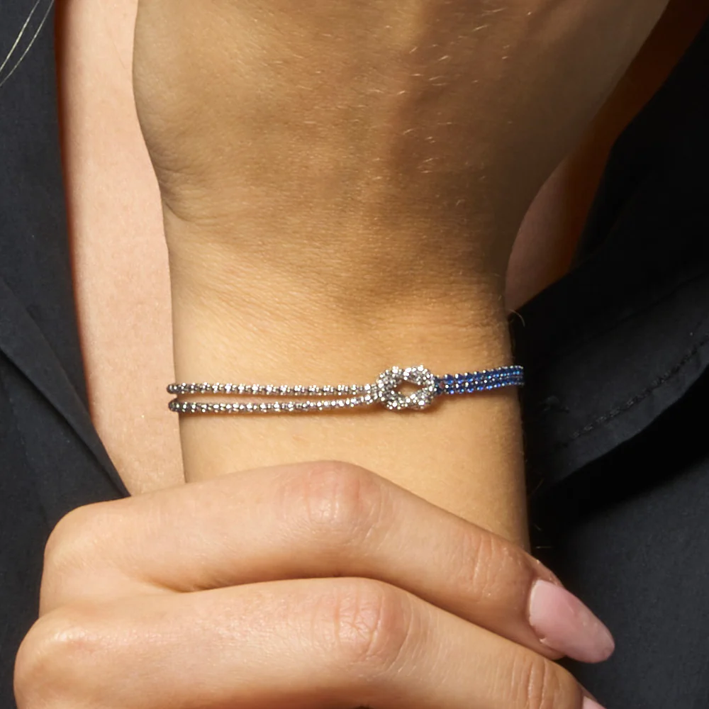 BRACCIALE DONNA IN ACCIAIO CON NODO E ZIRCONI BLU - Image 2