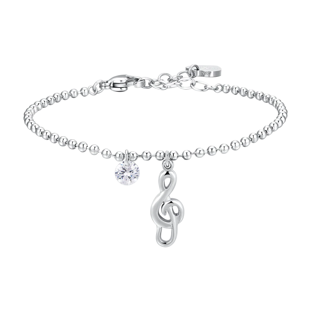BRACCIALE DONNA IN ACCIAIO CON NOTA MUSICALE E ZIRCONE BIANCO
