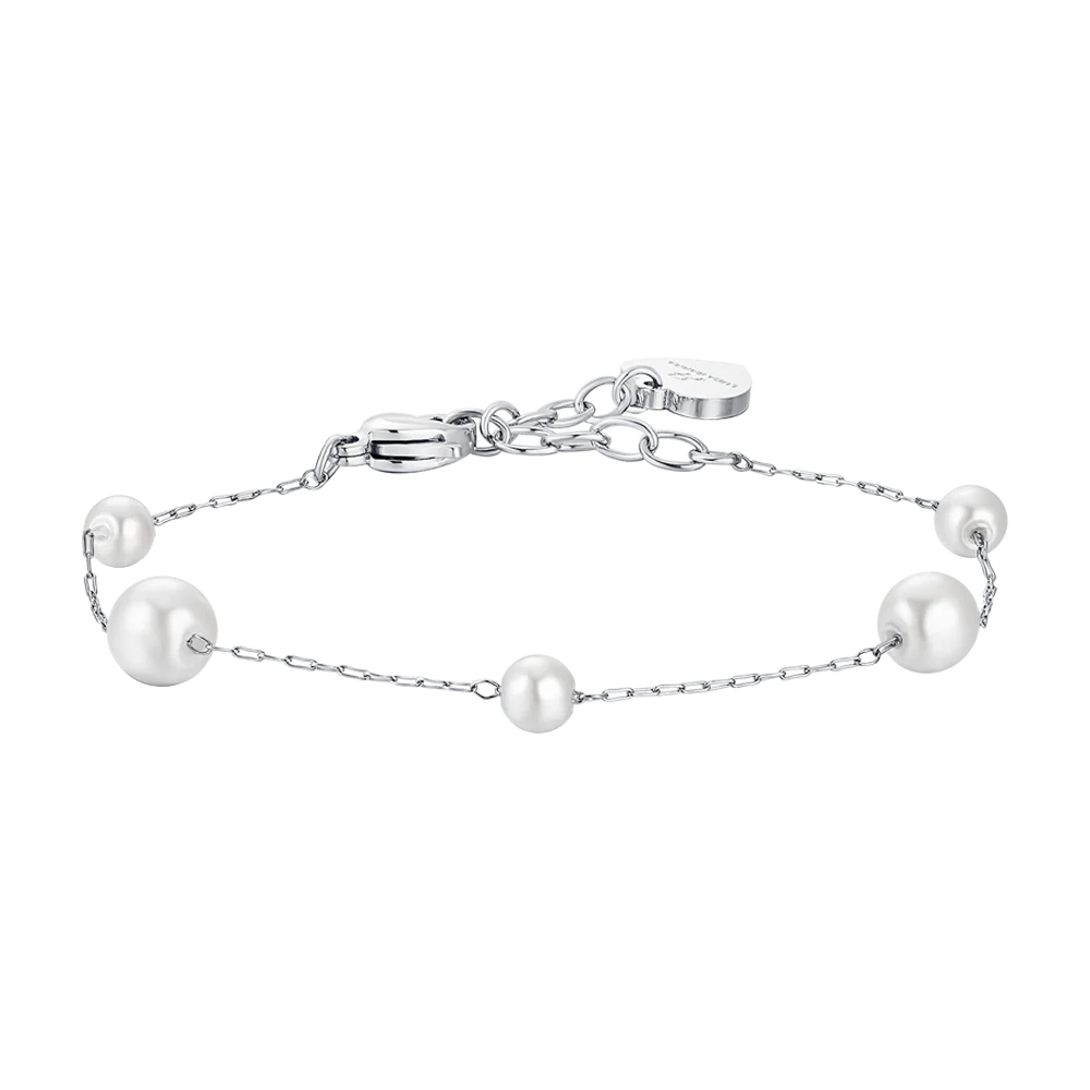 BRACCIALE DONNA IN ACCIAIO CON PERLE SINTETICHE