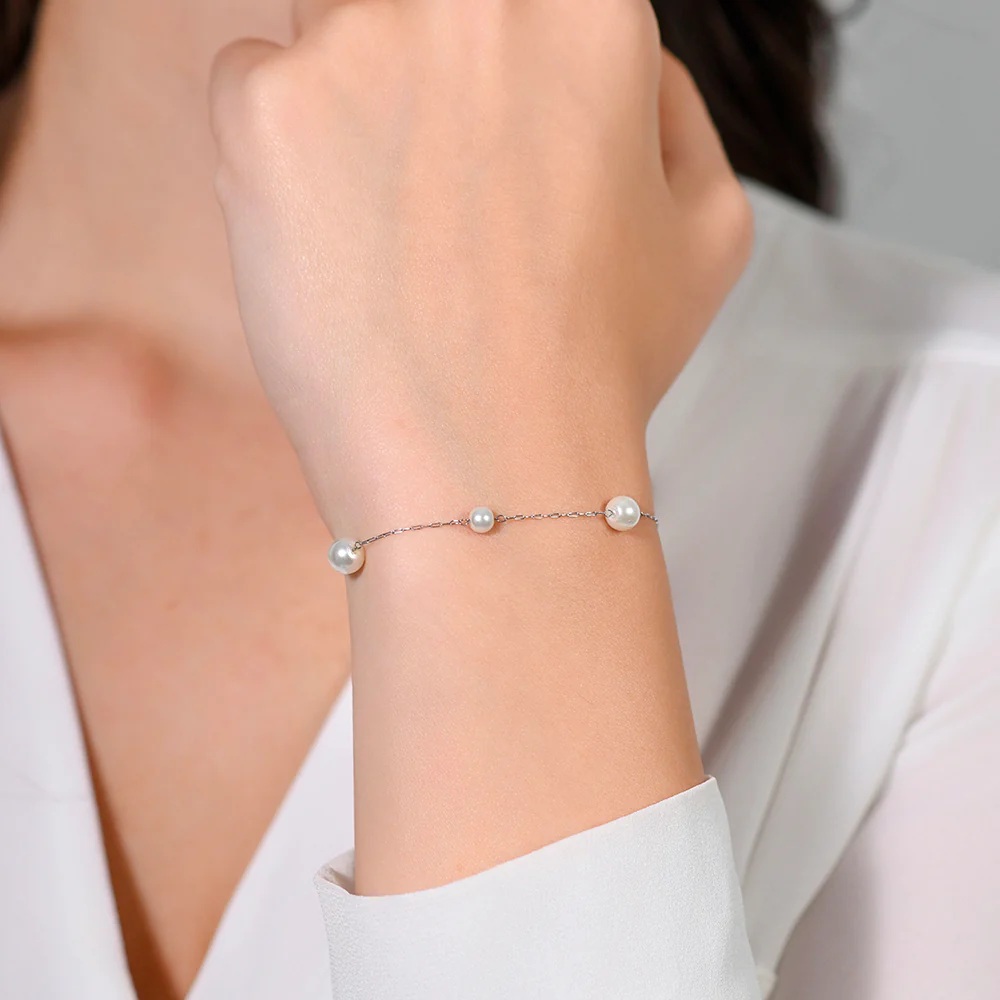 BRACCIALE DONNA IN ACCIAIO CON PERLE SINTETICHE - Image 2