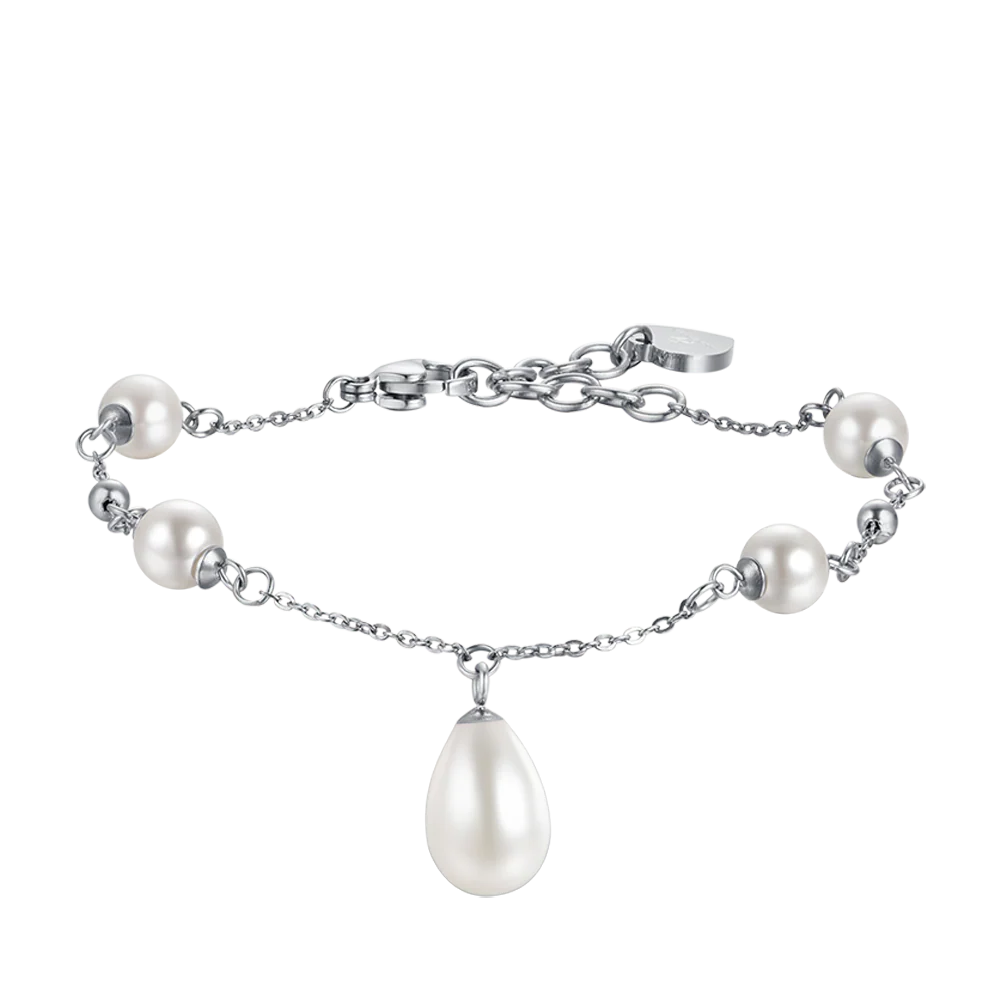 BRACCIALE DONNA IN ACCIAIO CON PERLE