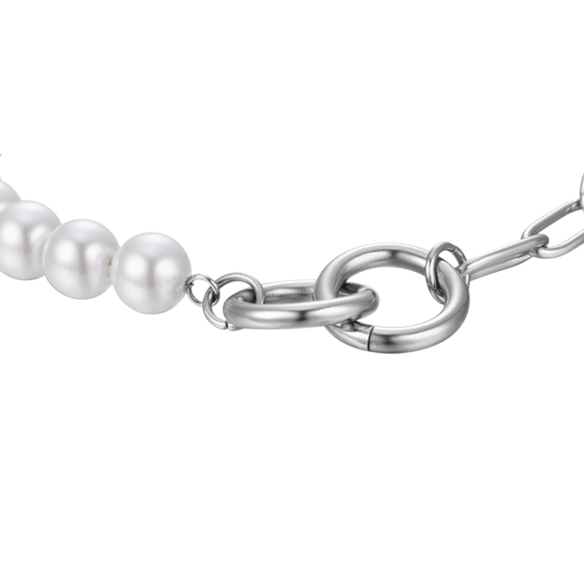BRACCIALE DONNA IN ACCIAIO CON PERLE BIANCHE - Image 4