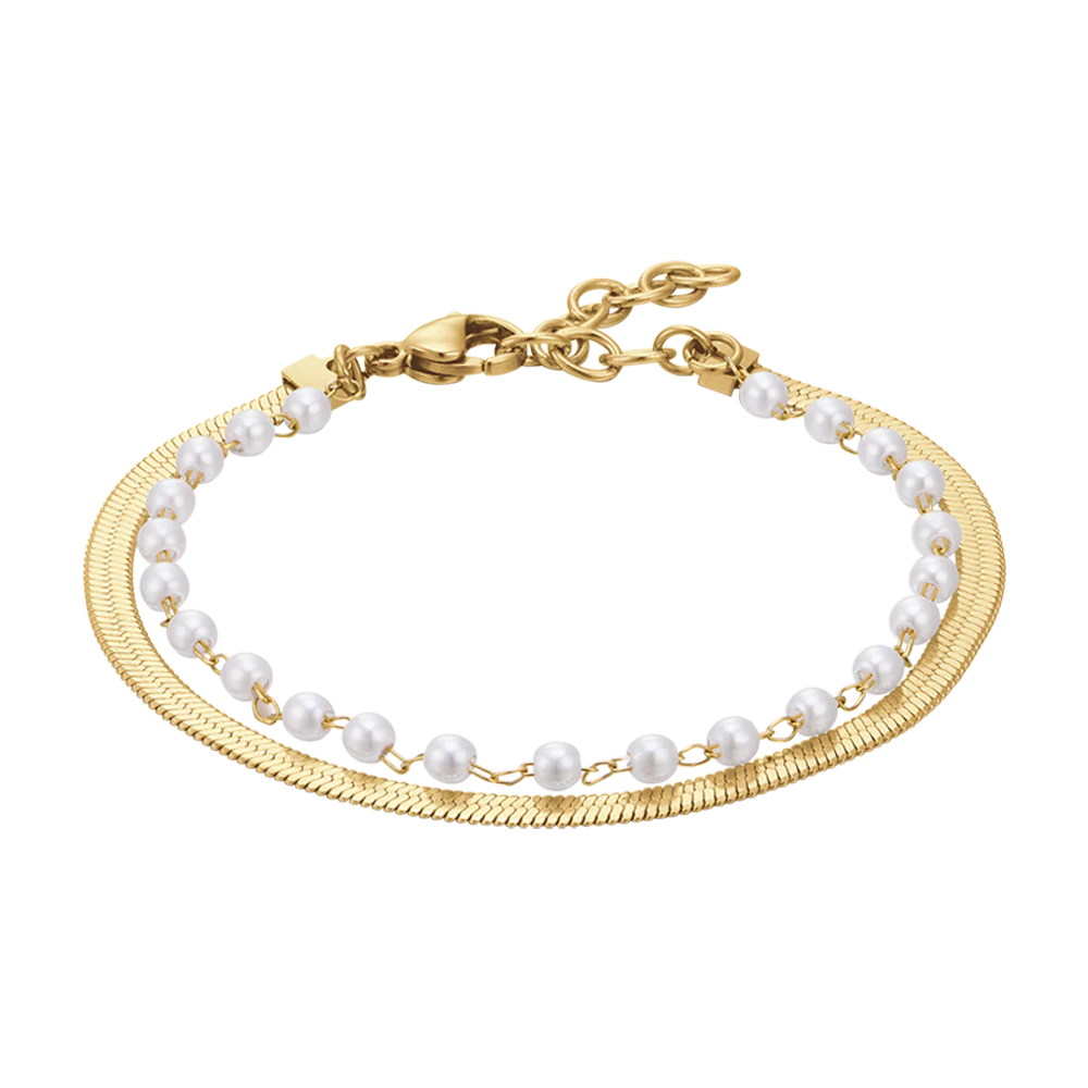 BRACCIALE DONNA IN ACCIAIO CON PERLE BIANCHE - Image 2
