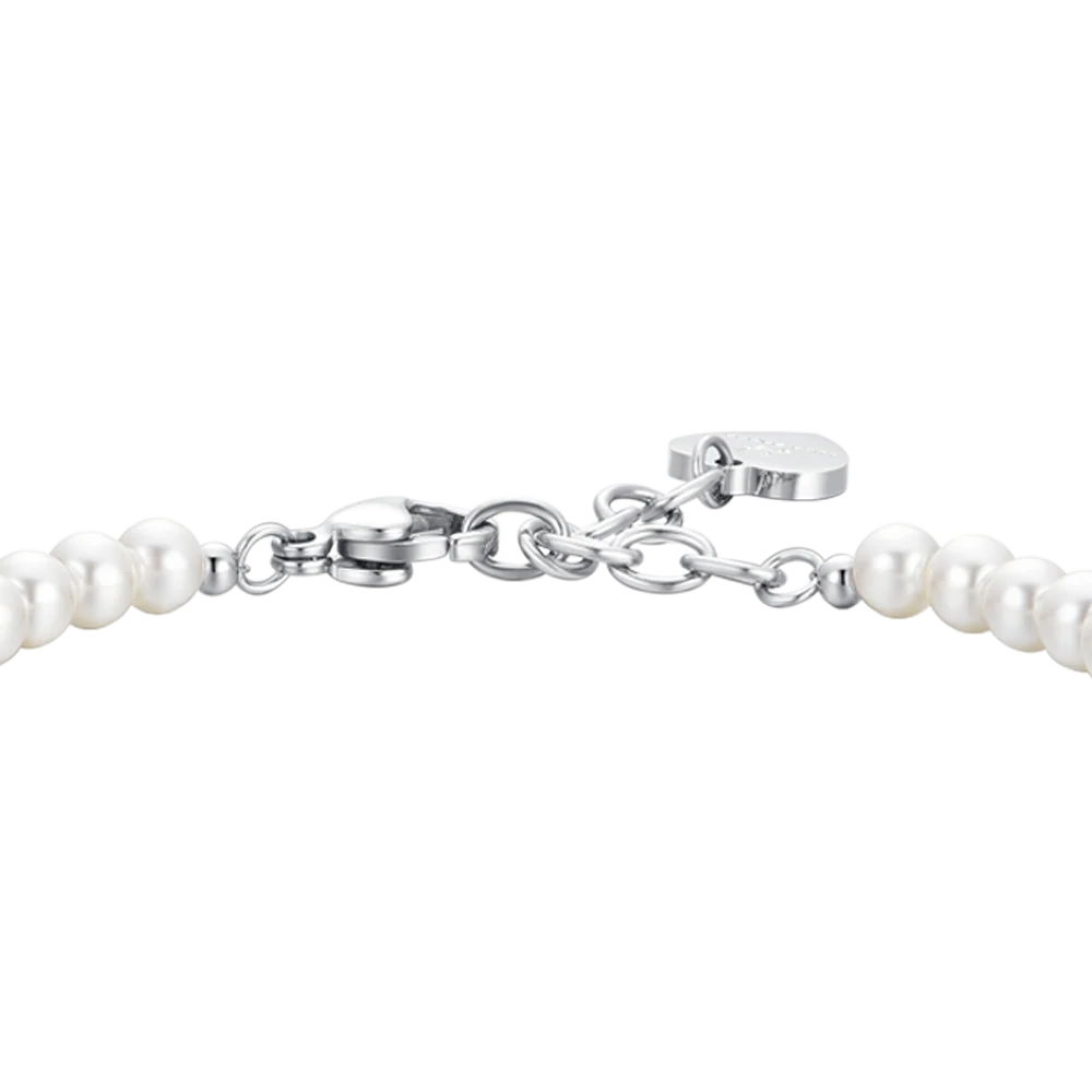 BRACCIALE DONNA IN ACCIAIO CON PERLE BIANCHE - Image 3