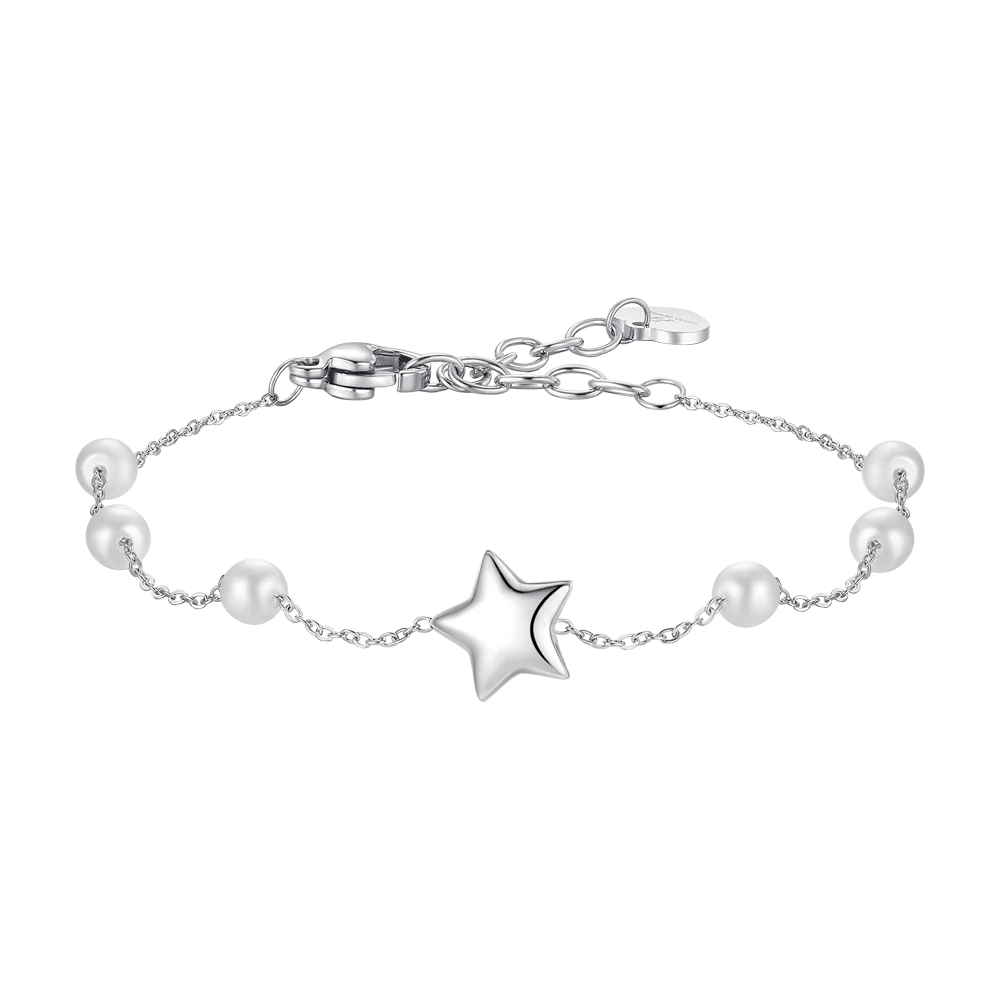 BRACCIALE DONNA IN ACCIAIO CON PERLE E STELLA