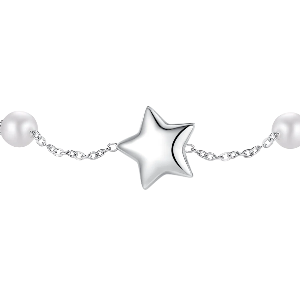 BRACCIALE DONNA IN ACCIAIO CON PERLE E STELLA - Image 5