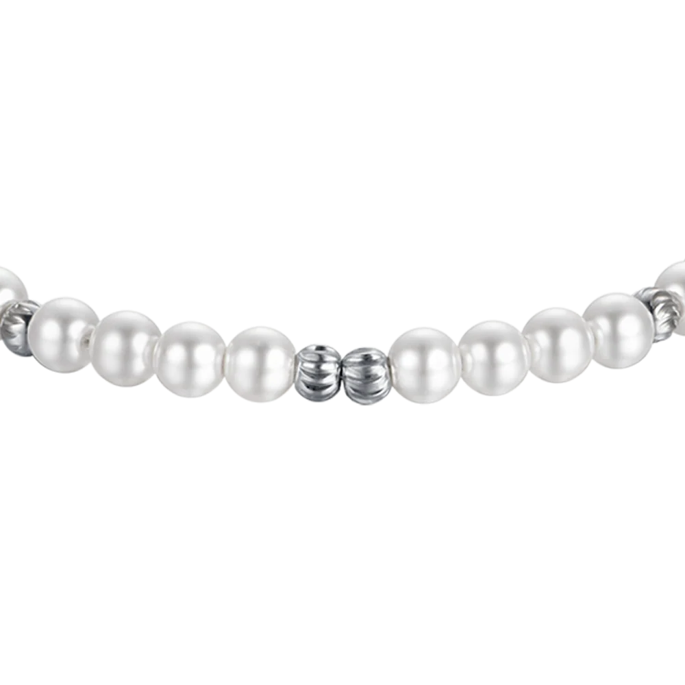 BRACCIALE DONNA IN ACCIAIO CON PERLE SINTETICHE ED ELEMENTI IN ACCIAIO - Image 4