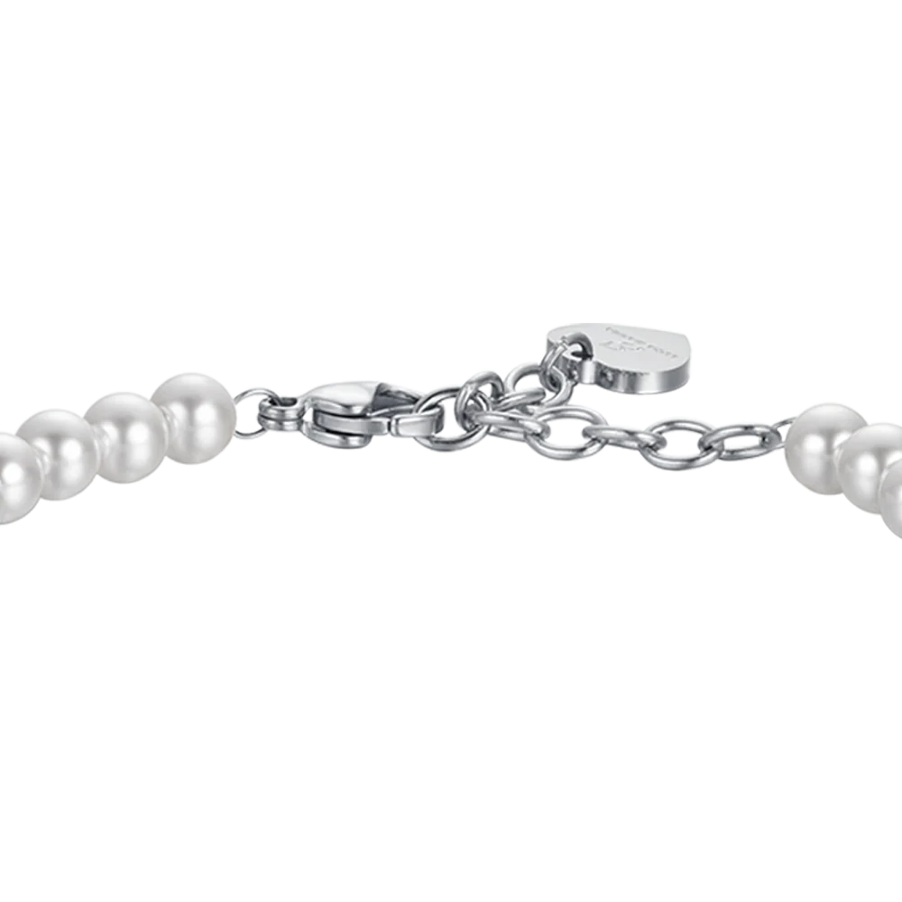 BRACCIALE DONNA IN ACCIAIO CON PERLE SINTETICHE ED ELEMENTI IN ACCIAIO - Image 5