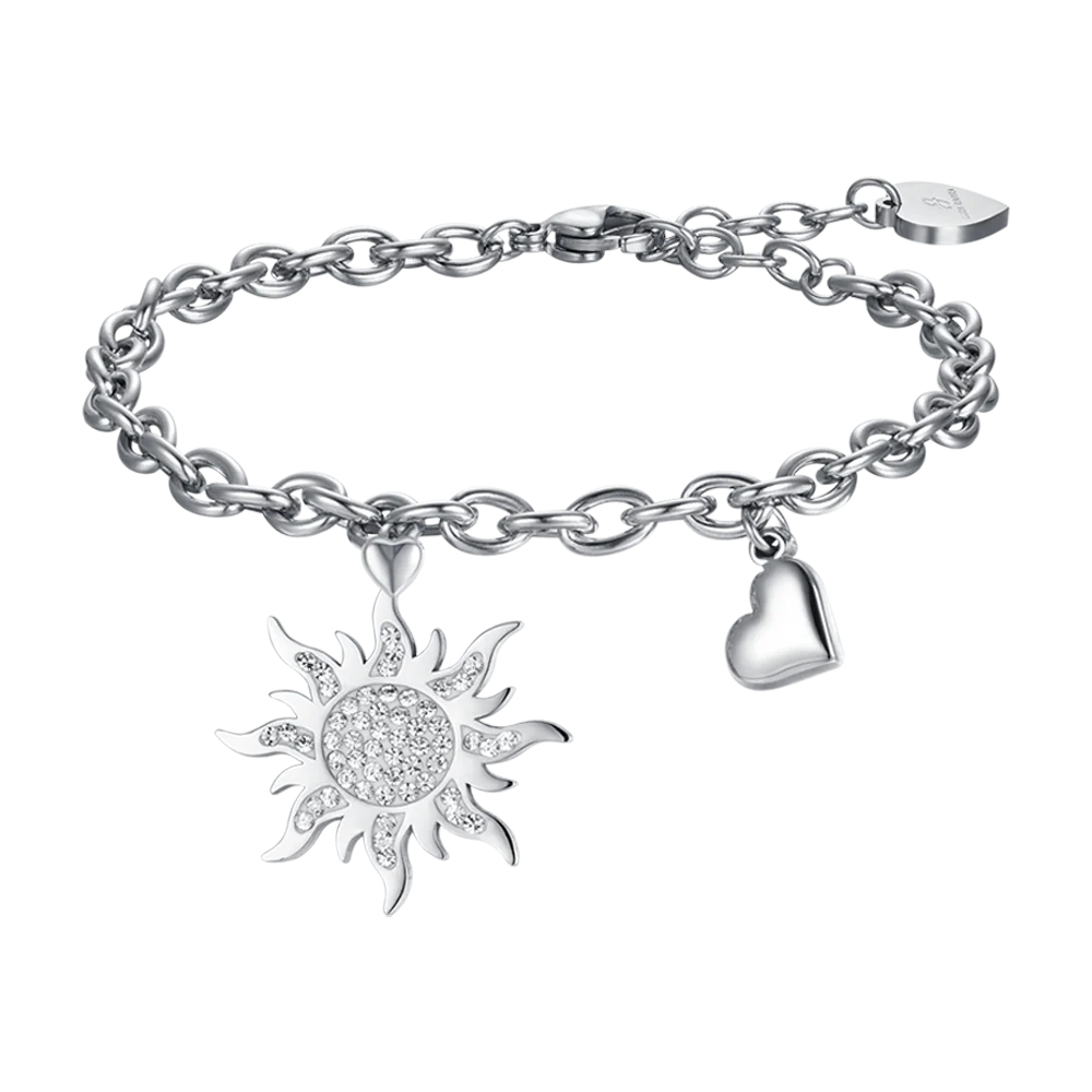 BRACCIALE DONNA IN ACCIAIO CON SOLE CON CRISTALLI BIANCHI
