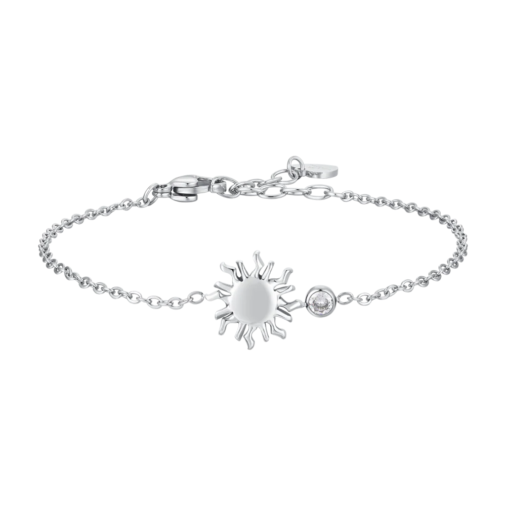 BRACCIALE DONNA IN ACCIAIO CON SOLE E CRISTALLO BIANCO