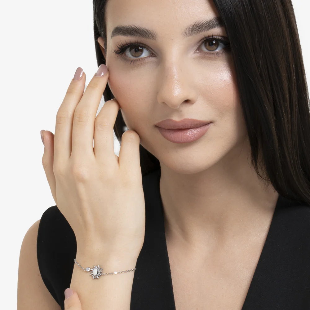BRACCIALE DONNA IN ACCIAIO CON SOLE E CRISTALLO BIANCO - Image 3