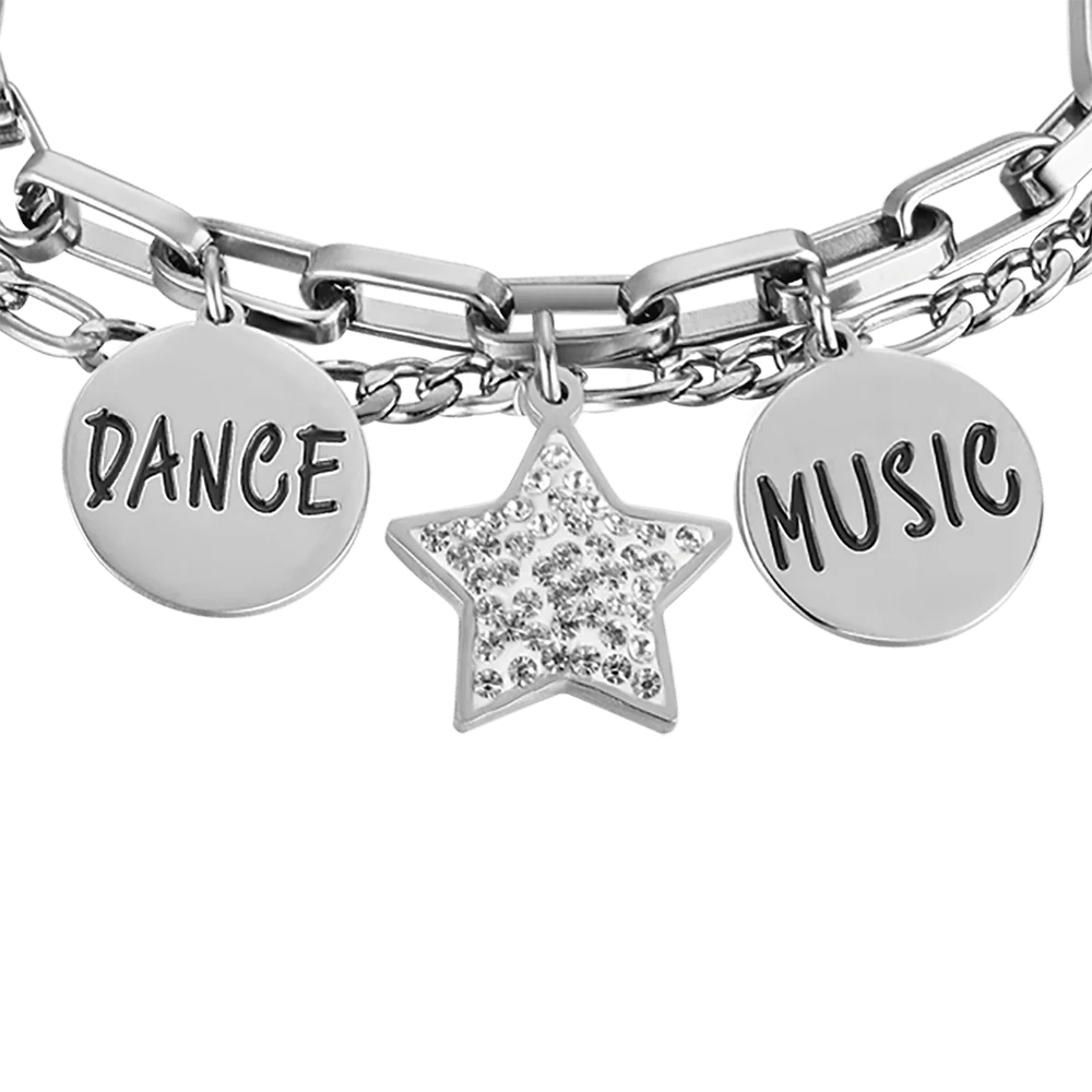 BRACCIALE DONNA IN ACCIAIO CON STELLA CON CRISTALLI BIANCHI E PIASTRE CON SMALTO - Image 4