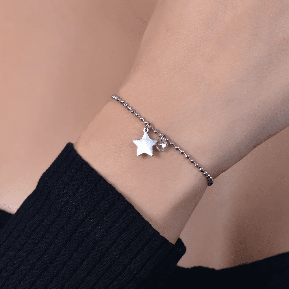 BRACCIALE DONNA IN ACCIAIO CON STELLA E ZIRCONE ROSA - Image 2