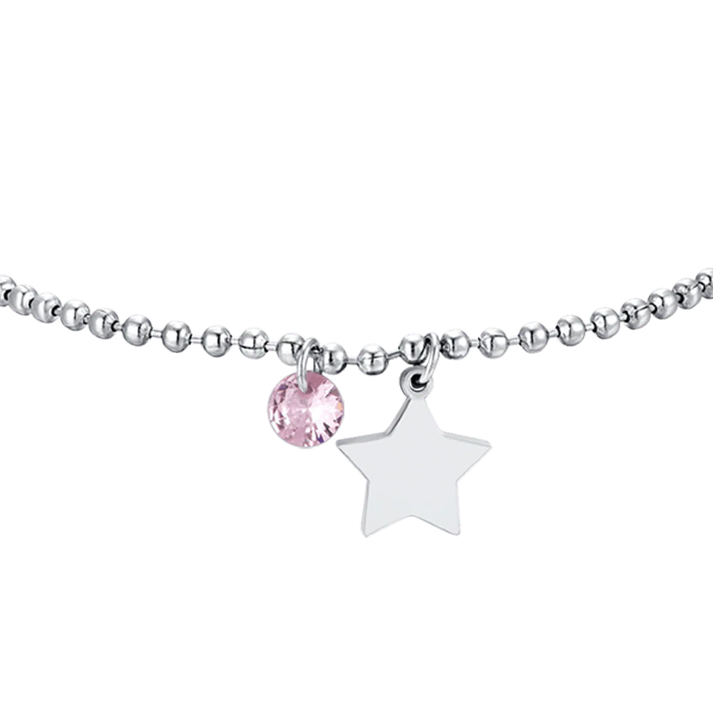 BRACCIALE DONNA IN ACCIAIO CON STELLA E ZIRCONE ROSA - Image 4
