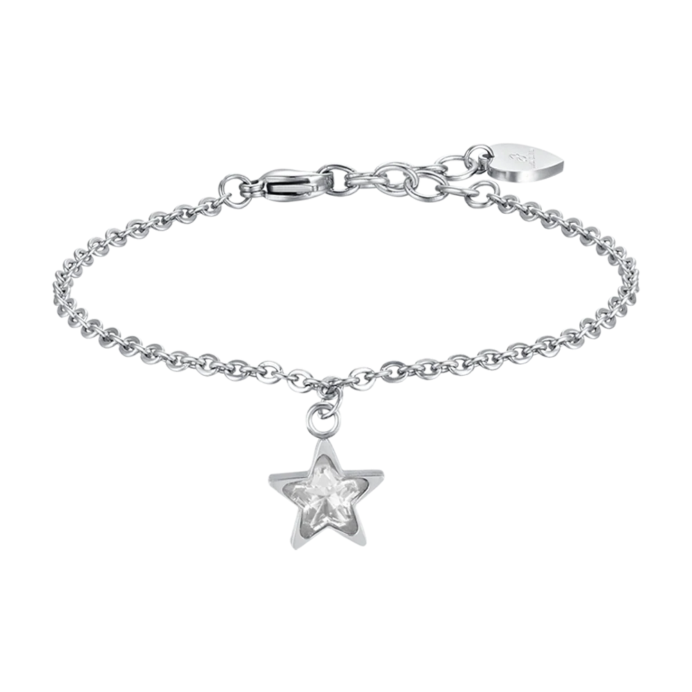 BRACCIALE DONNA IN ACCIAIO CON STELLA PUNTO LUCE BIANCO